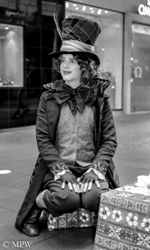 Auckland Street art, busker, Willy Wonka or Mad Hatters Tea Party, you choose